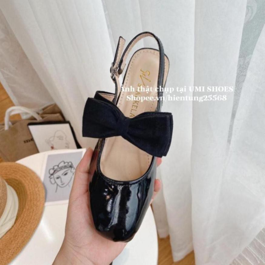 [NEW] Giày búp bê nữ đế cao 3cm gót vuông mũi vuông quai cài sau nhẹ nhàng đi làm văn phòng công sở đi chơi đẹp xinh nơ | BigBuy360 - bigbuy360.vn