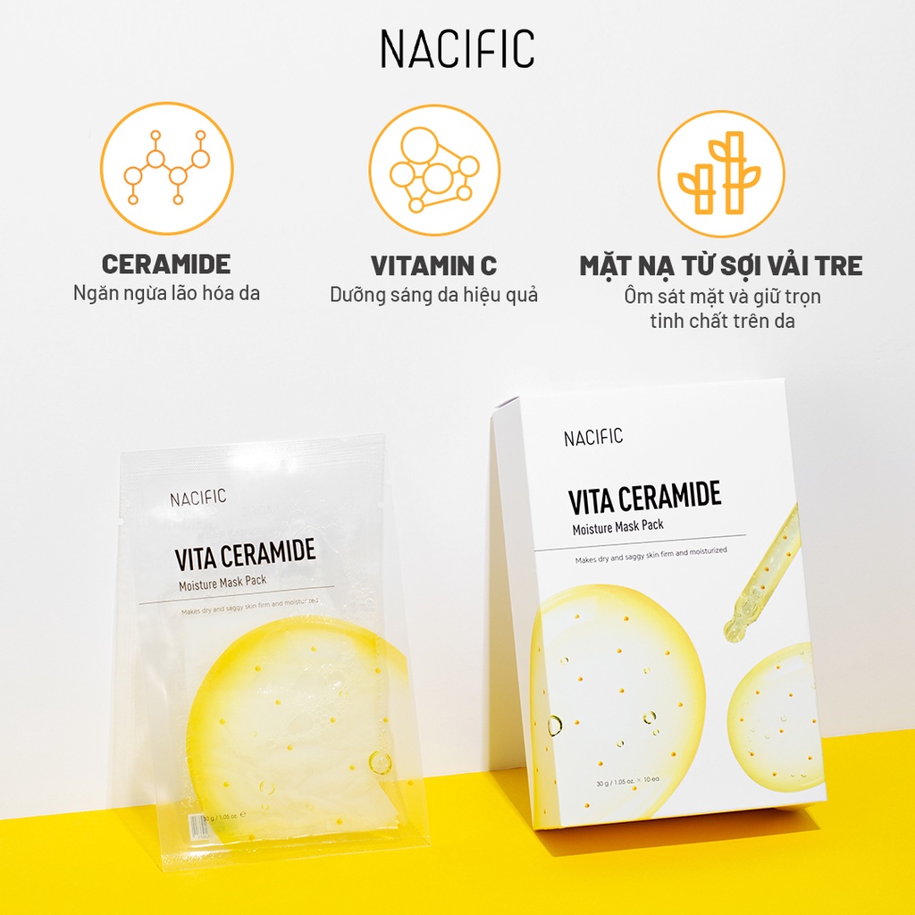 Mặt nạ giúp dưỡng ẩm, kiểm soát bã nhờn và hỗ trợ dưỡng sáng da Nacific Vita Ceramide Moisture Mask Pack 30g