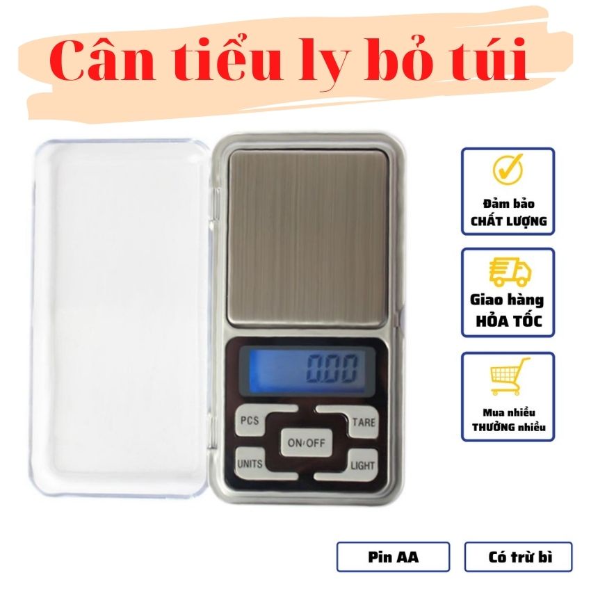 Cân Tiểu Ly Điện Tử Nhà Bếp Làm Bánh Cân Mini Nhỏ Gọn Bỏ Túi Chính Xác Cao Định Lượng 0.01g-500g Cân Vàng Đá Quý