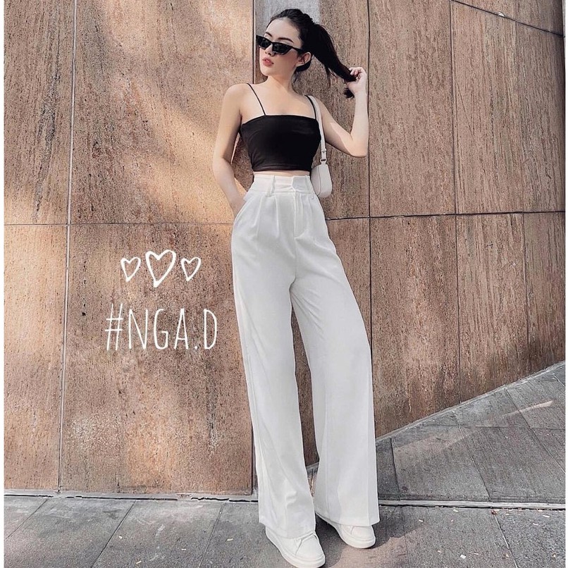 Quần ống rộng suông nữ lưng cao nhiều màu chất Ruby Hàn dễ phối đồ | BigBuy360 - bigbuy360.vn