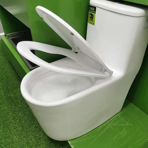 Nắp bồn cầu đóng êm nhựa trắng dày dặn, chịu lực, đầy đủ chốt phụ kiện