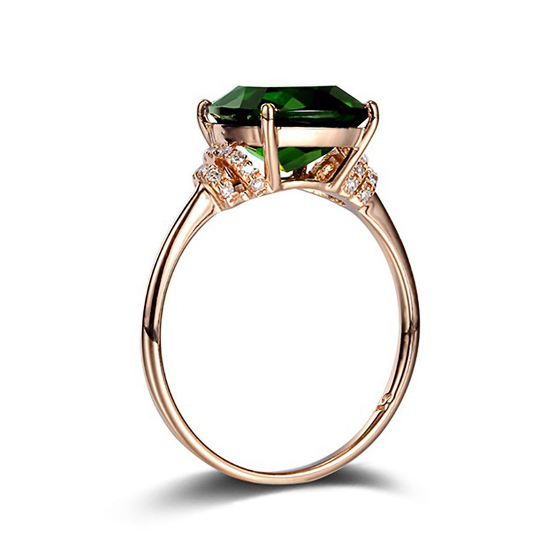 Luxury elephant Emerald Green Gem Rings Crystal Geometry Simplicity 18K Rose Gold Plated Ring for Women Jewelry Collection Accessories Friend Family Gifts Anniversary Party Birthday