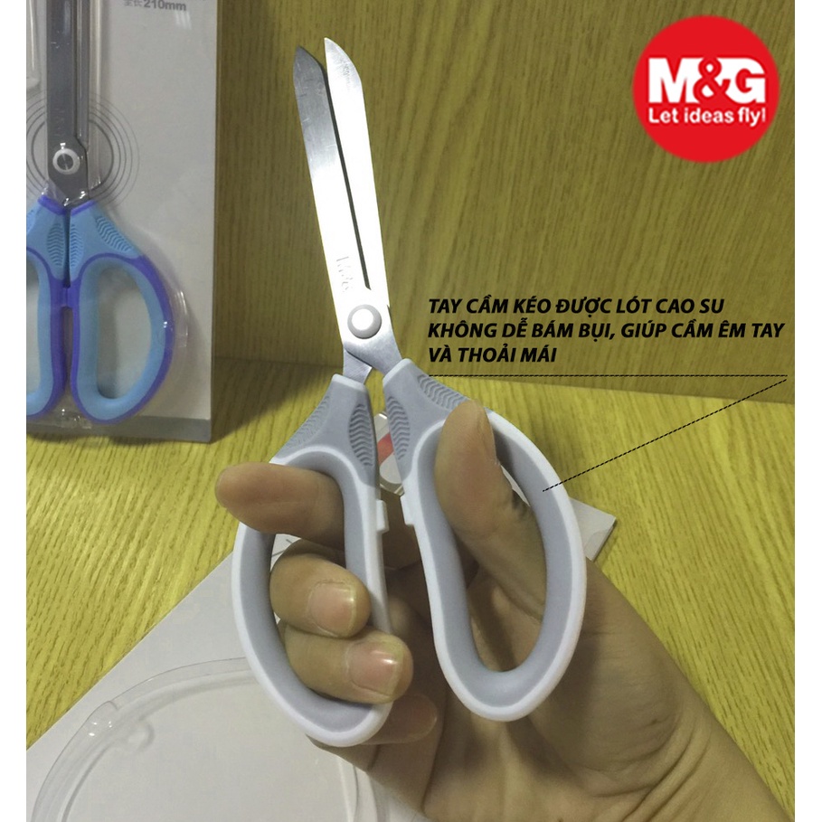 Kéo Văn Phòng 210mm M&G ASSN2270 Lưỡi Kéo Hình Lá Liễu Sắc Bén Và Có Cạnh Để Rạch Thùng