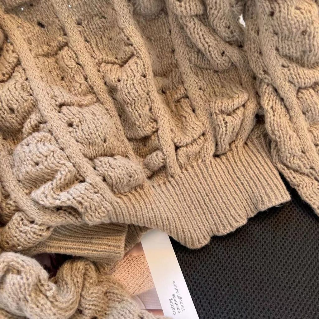 Áo Sweater Dệt Kim Mỏng Tay Phồng Dài Chiết Eo Thời Trang Mùa Thu Mới Cho Nữ