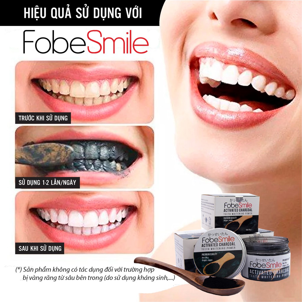 Bột Trắng Răng Than Tre Hoạt Tính Fobe Smile Hũ 30gr