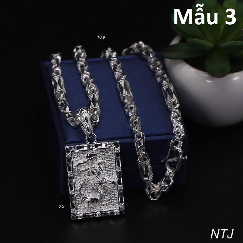 Dây Chuyền Vòng Cổ Nam Mạ Bạc 925 Rồng cuộn Uy Quyền