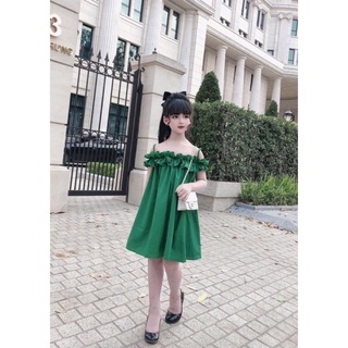 Váy hai dây trễ vai sang chảnh cho bé