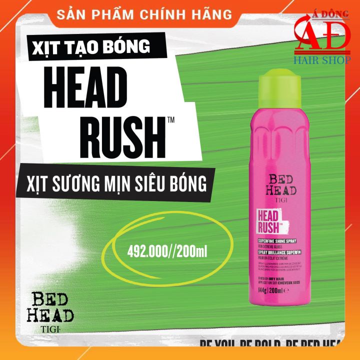 [+Tặng mũ trùm] XỊT TẠO BÓNG DẠNG SƯƠNG SIÊU MỊN TIGI BED HEAD RUSH SHINE SPRAY 200ML (CHAI)
