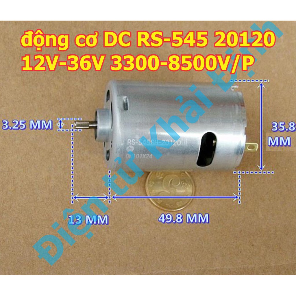 động cơ DC RS-545 20120 12V-36V 3300-8500V/P 160g trục 3.17mm kde2560