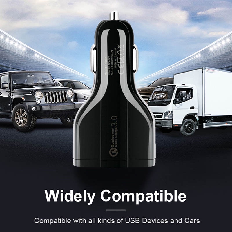 Củ Sạc Nhanh Qc 3.0 3 Cổng USB 3.0 Cho Xe Hơi.