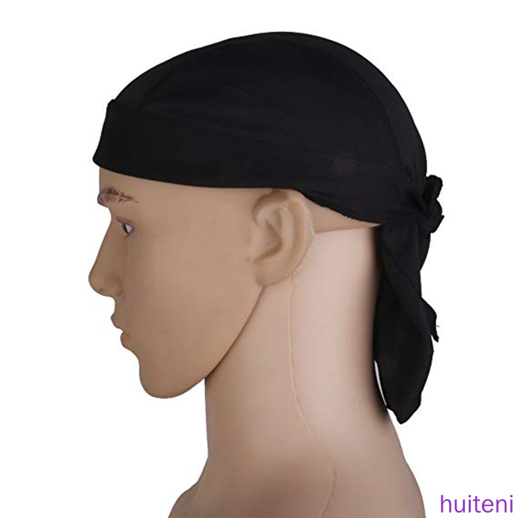 Băng quấn đầu thể thao bằng polyester màu đen phối ren thời trang cho nam và nữ