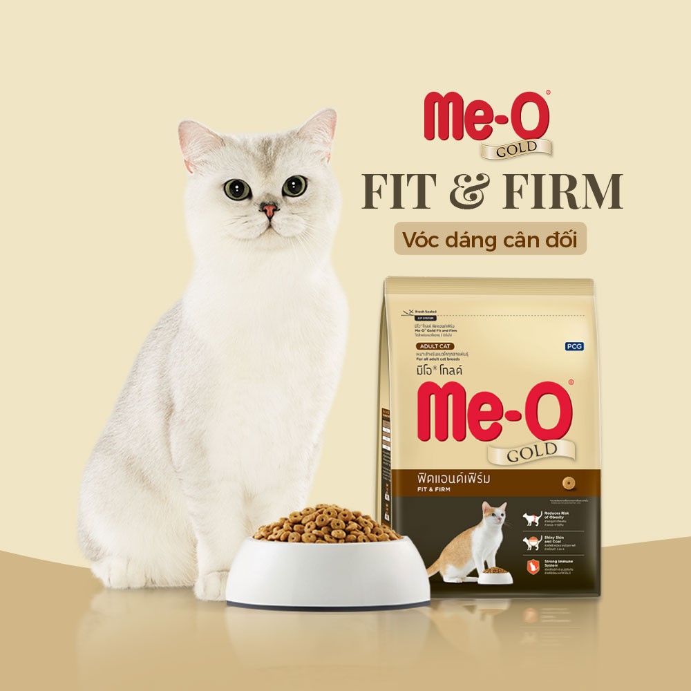 THỨC ĂN CHO MÈO Dạng hạt Me-o Gold Adult Cat FIT and FIRM Gói 400g Giúp giảm béo phì Da lông óng mượt Xuất xứ Thái lan