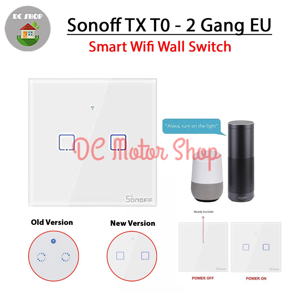 Công Tắc Cảm Ứng Thông Minh Sonoff Touch Tx T2 Eu-2gang Rf 433mhz T2eu2c App Ewelink