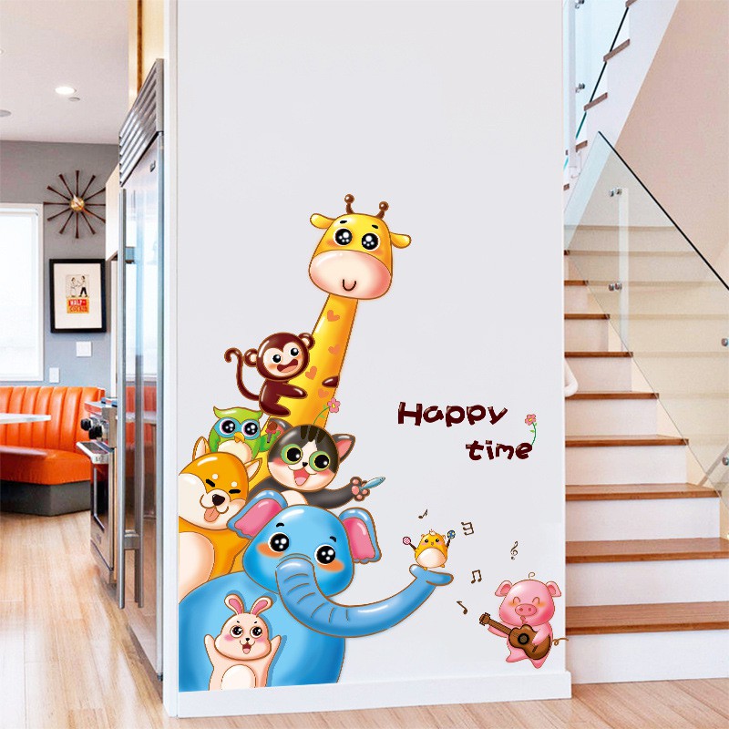 Decal dán tường, tranh dán tường động vật đáng yêu cho bé, tranh trang trí decor phòng nhiều mẫu lựa chọn - Mẫu 4