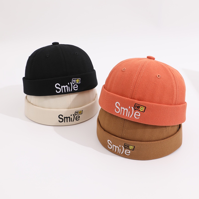 Mũ Beanie Thêu Hình Mặt Cười Dễ Thương Phong Cách Hip hop Thời Trang Cho Trẻ Em