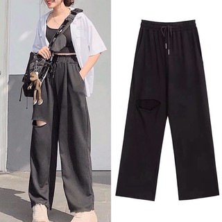 Quần ống suông rách gối / Long pant basic