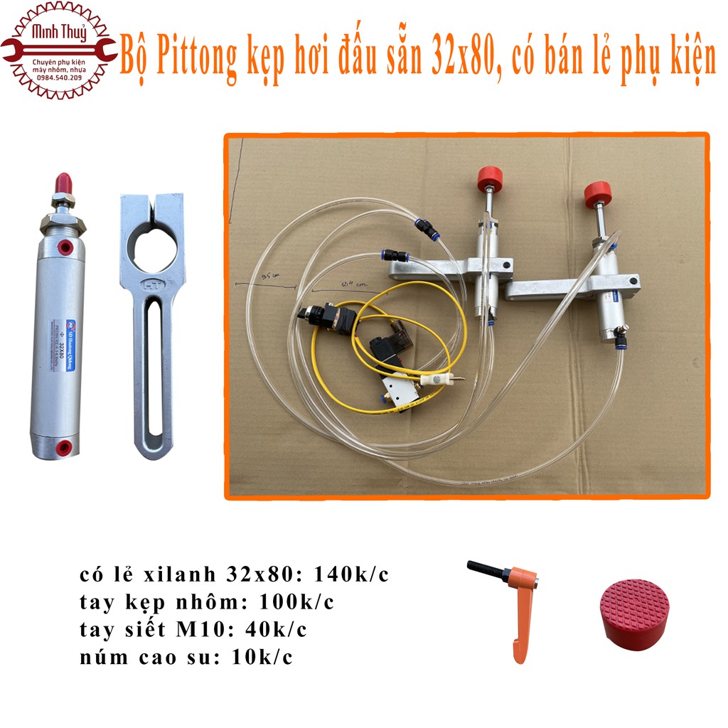 Bộ Pittong kẹp hơi đấu sẵn 32x80, có bán lẻ phụ kiện