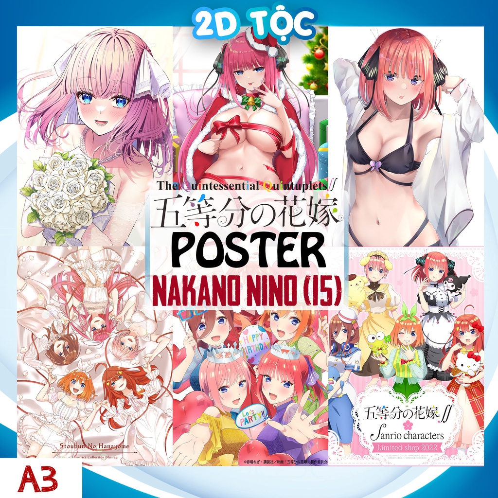 TRANH POSTER A3 NAKANO NINO (15) ANIME 5-TOUBUN NO HANAYOME