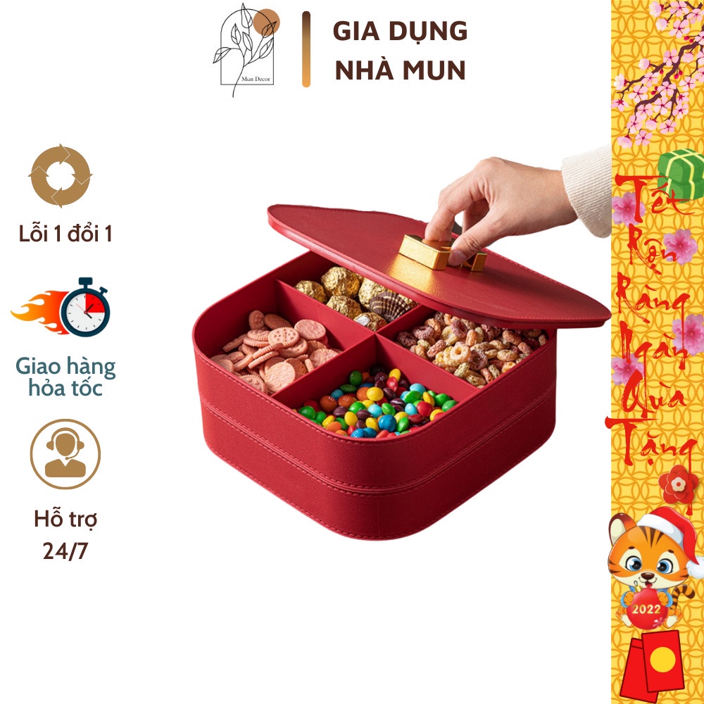 Hộp Mứt Tết 2022 Mới Nhất Hộp Đựng Mứt Tết, Bánh Kẹo Tết Giả Da 1 Tầng Và 2 Tầng Kiểu Dáng Sang Trọng, Tinh Tế