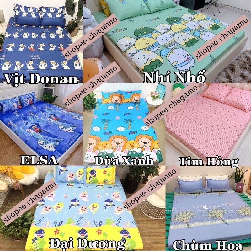 Bộ ga kèm đôi vỏ gối poly cotton siêu ngộ nghĩnh m6 hoặc m8