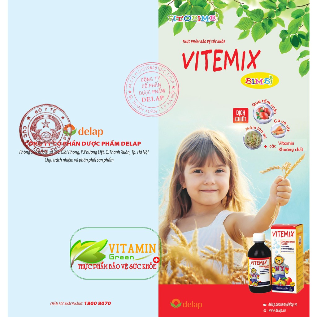 FITOBIMBI VITEMIX BỔ XUNG VITAMIN TỔNG HỢP VÀ KHOÁNG CHẤT CHO BÉ | NHẬP KHẨU CHÍNH HÃNG ITALY