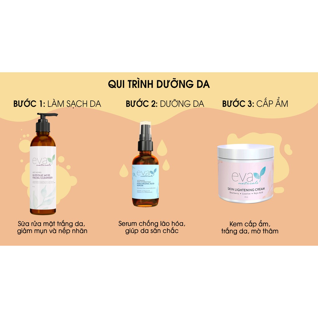 Serum Siêu Cấp Ẩm, Chống Lão Hóa, Mờ Vết Nhăn Eva Naturals Hyaluronic Acid (HA) Serum 60ml