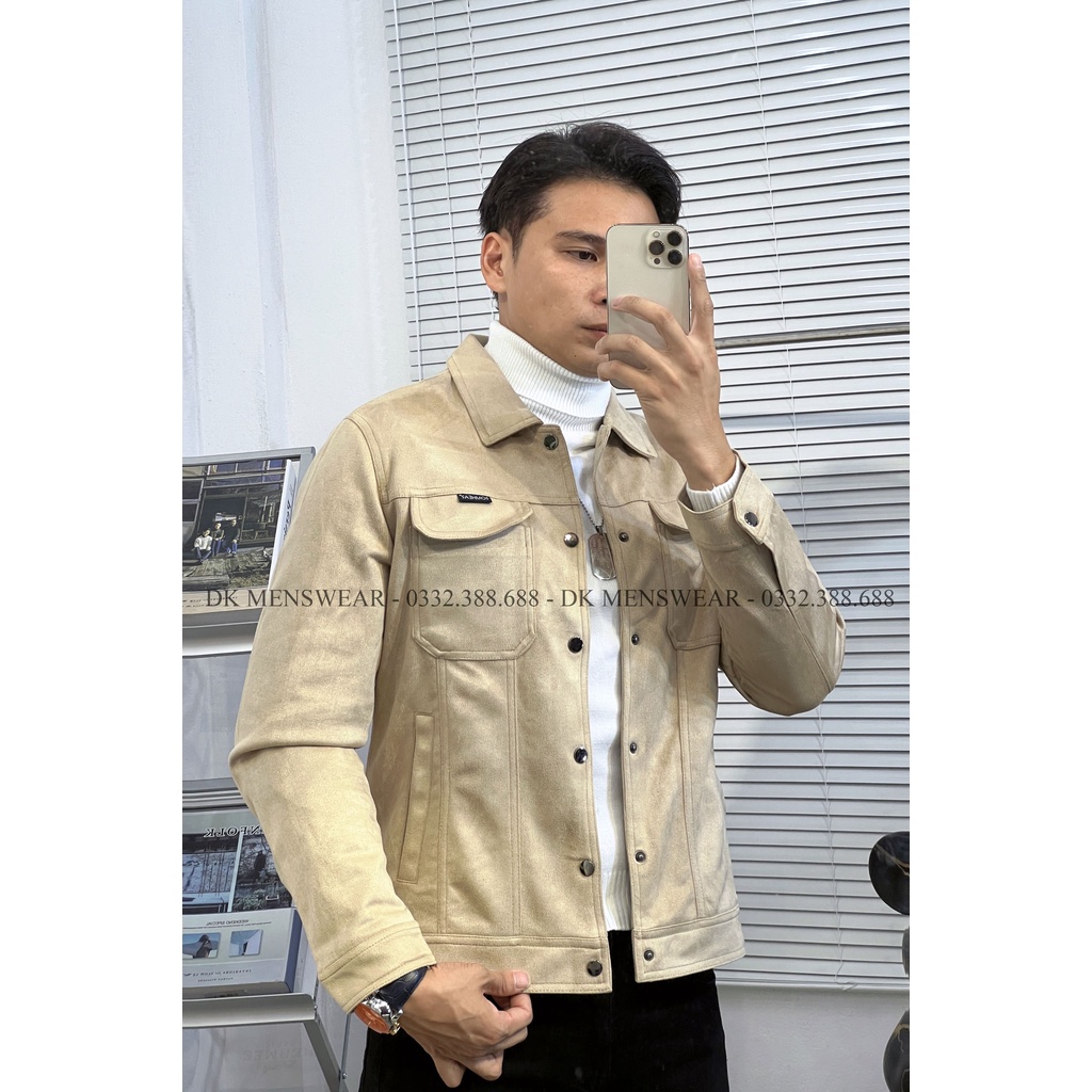 Áo khoác nam da lộn, áo khoác nam đẹp mẫu cúc phong cách Hàn Quốc