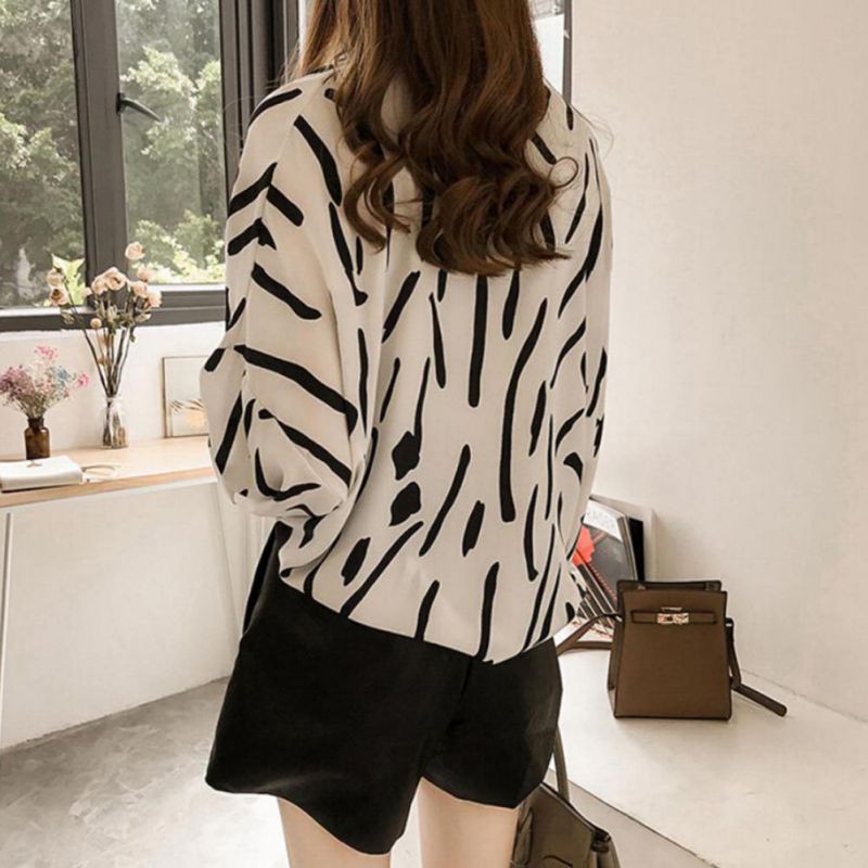 Áo sơ mi tay dài họa tiết trẻ trung, thanh lịch cho nữ