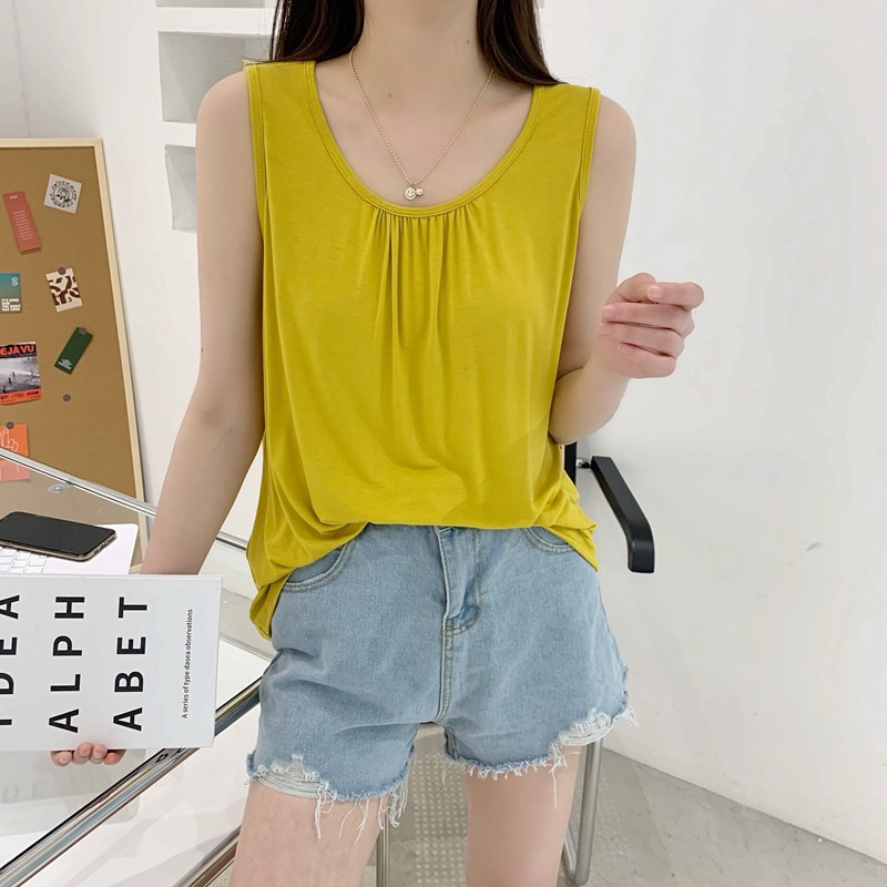 Áo Thun Ba Lỗ Cổ TròN DáNg RộNg MàU Trơn ThờI Trang 2022 Cho Nữ