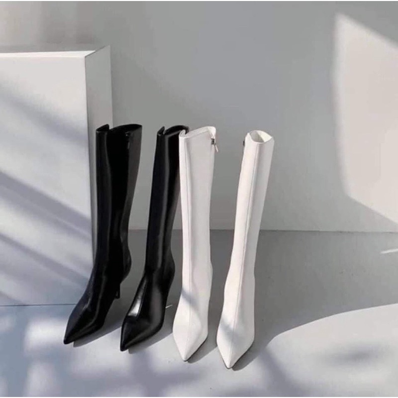 Bốt boot đùi lửng sole mai phương bùi mũi nhọn gót nhọn fullbox hàng quảng châu cao cấp