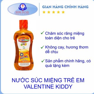 Nước súc miệng Valentine Kiddy Trẻ Em - Giúp làm sạch khuẩn khoang miệng, làm sạch mảng bám trên răng (Chai 250ml)