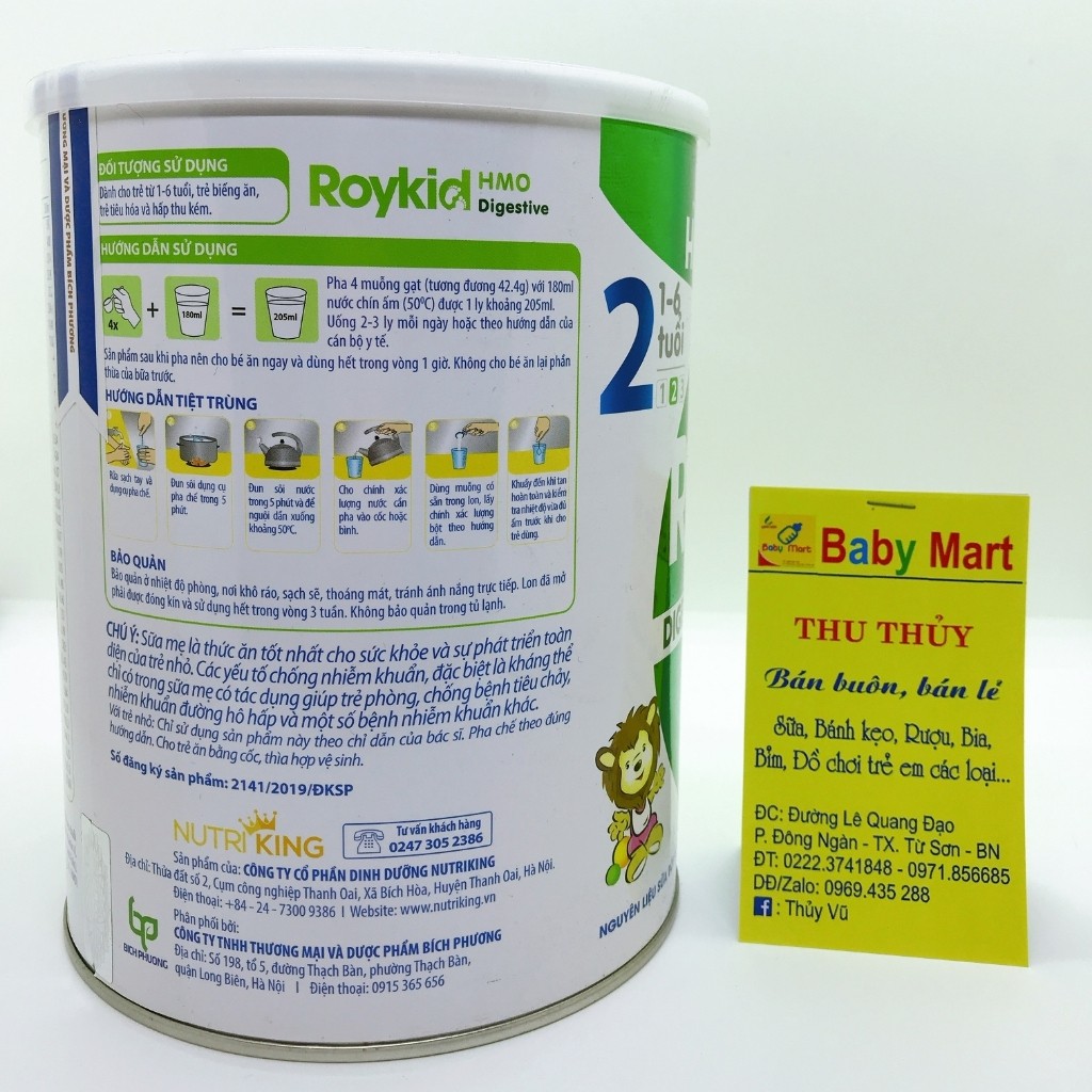 Sữa Roykid HMO Digestive Số 2 Tăng Cường Hệ Tiêu Hóa Cho Trẻ 1-6 Tuổi Hộp 900g