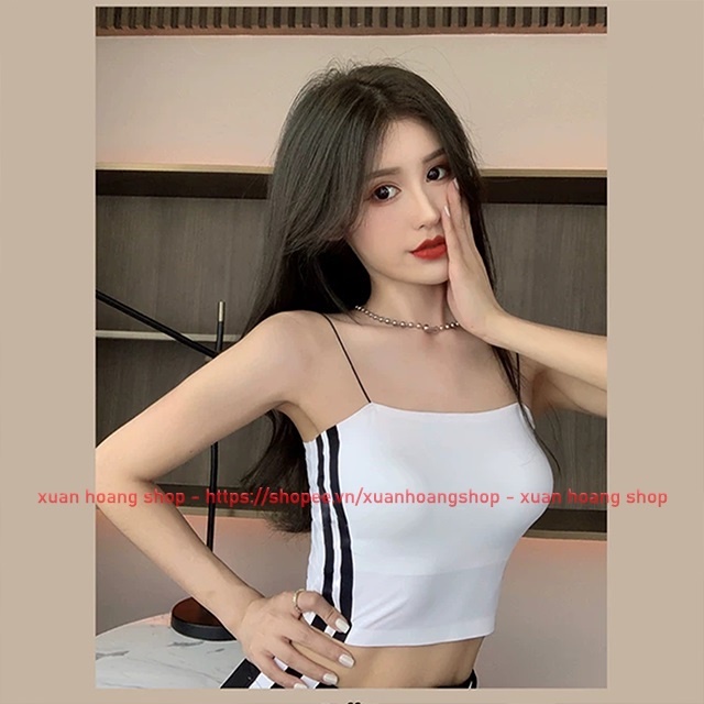 Áo Lót Nữ Bra 2 Dây Tập Gym Yoga Đen Trắng Không Gọng Kẻ Sọc Đẹp - Moon underwear