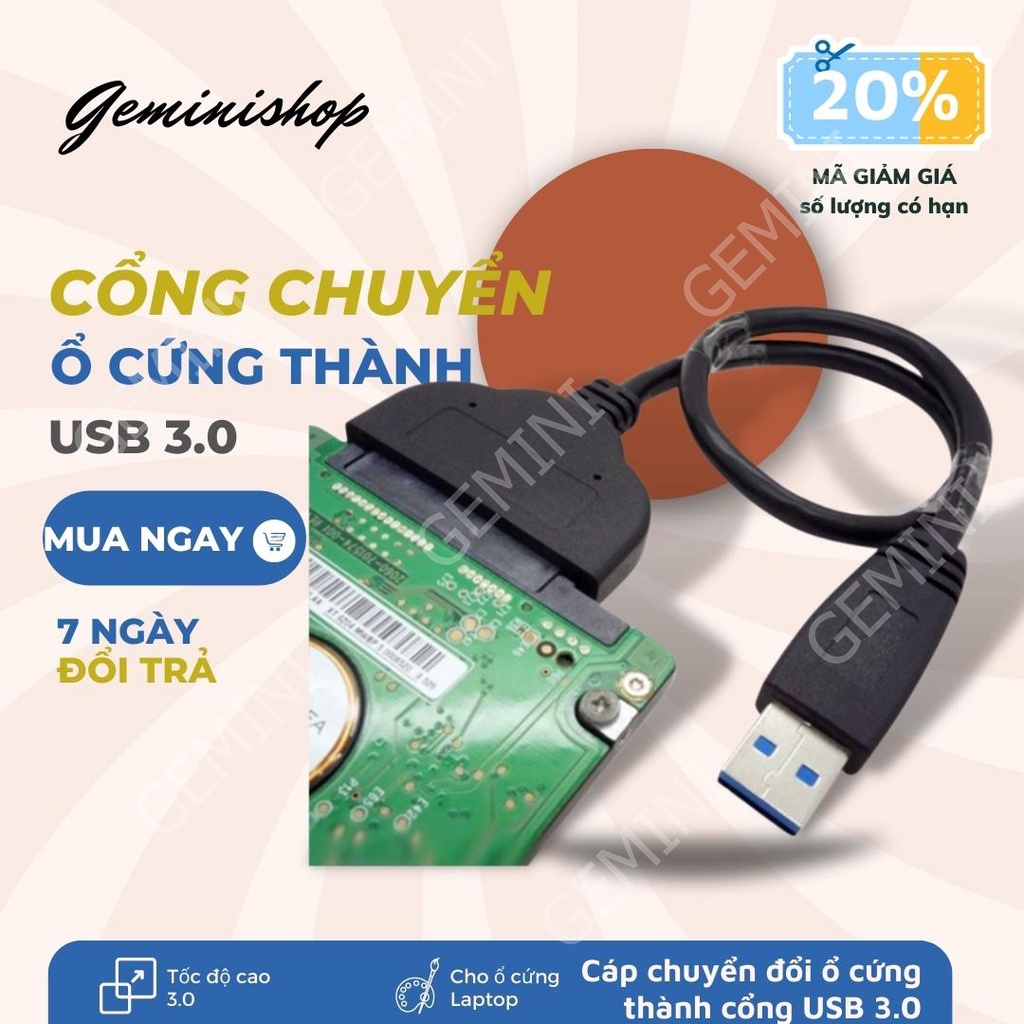 Cáp chuyển Sata to USB 3.0 cho HDD SDD 2.5 inch