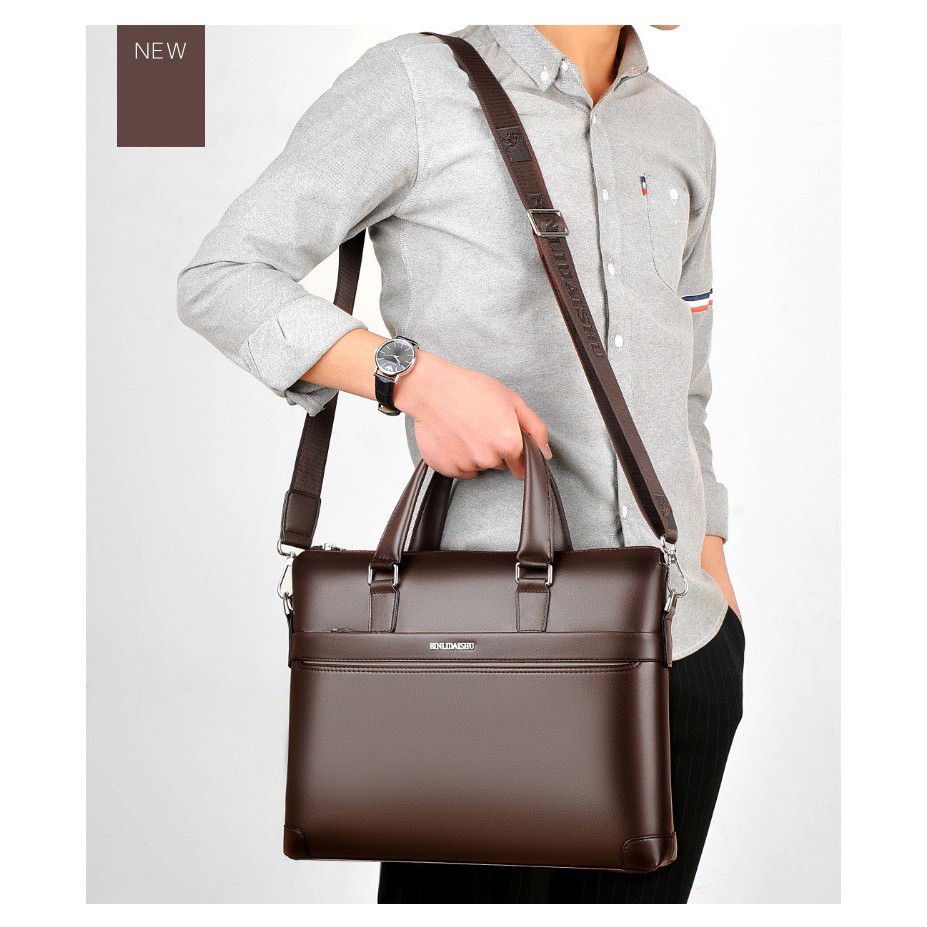 túi máy tính xách tay cho nữ Túi xách cặp da đựng laptop da bò công sở T03 - KT: 38x28x6cm (Nâu-Đen) | BigBuy360 - bigbuy360.vn