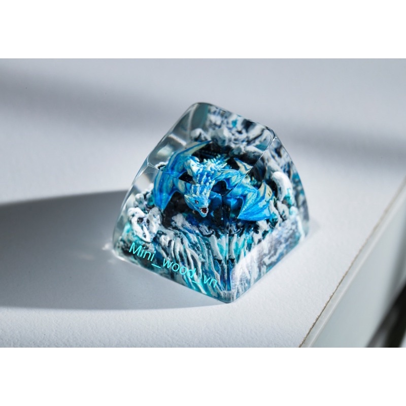 Nút bàn phím cơ Rồng Xanh.Keycap resin Dragon Blue.Keycap Artisan