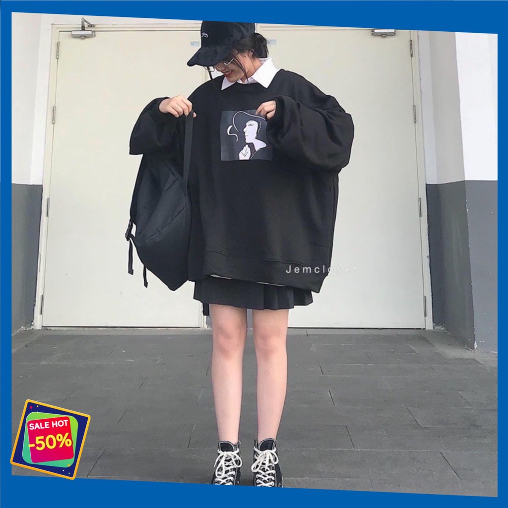Áo sweater nam nữ LOGO Cô gái Khói Form Rộng Lutaashop, Áo hoodie nỉ UNISEX In Hình | BigBuy360 - bigbuy360.vn