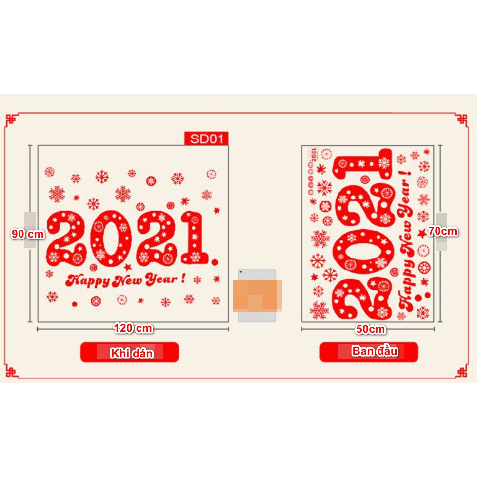 Decal Trang Trí Tết dán kính - dán tường- 2021- Cực đẹp - nhiều mẫu