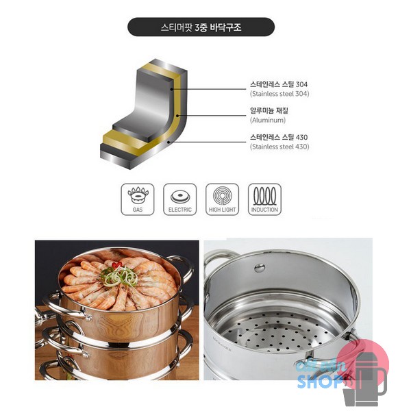 Bộ nồi hấp 2 tầng Lock&amp;Lock Steamer Pot size 26cm/28cm