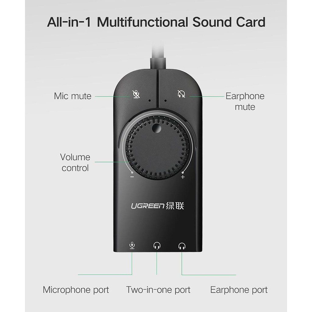 Cáp USB 2.0 Ra Mic & Audio Hỗ Trợ Volume Control Cực Xịn UGREEN 40964 - Hàng Chính Hãng