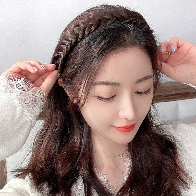 Băng Đô Dạng Tóc Giả Thắt Bím Chống Trượt Dễ Thương Cho Nữ