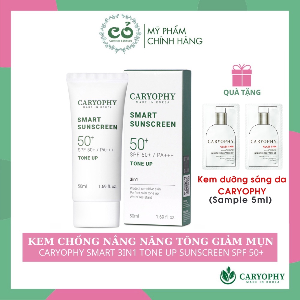 Kem Chống Nắng Thông Minh Caryophy Smart 3in1 Tone Up Sunscreen 50ml - Nâng Tông Giảm Mụn Cho Da Nhạy Cảm