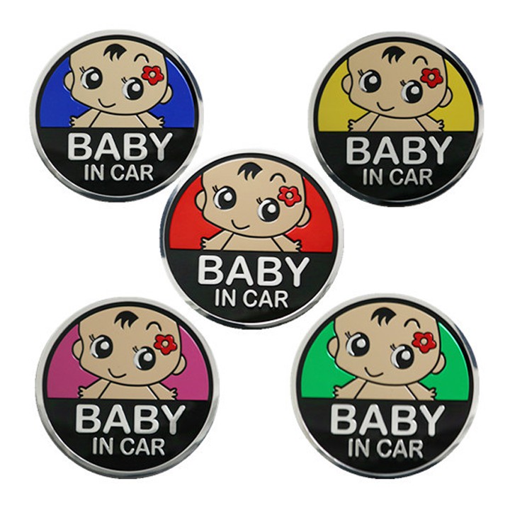 Logo kim loại dán BABY IN CAR