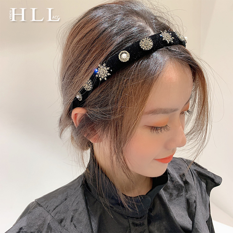 Băng đô cài tóc đính đá phong cách Retro Hàn Quốc thiết kế mới