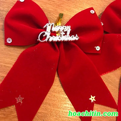 Noel combo 2 Nơ nhung đỏ trang trí cây thông Noel giáng sinh