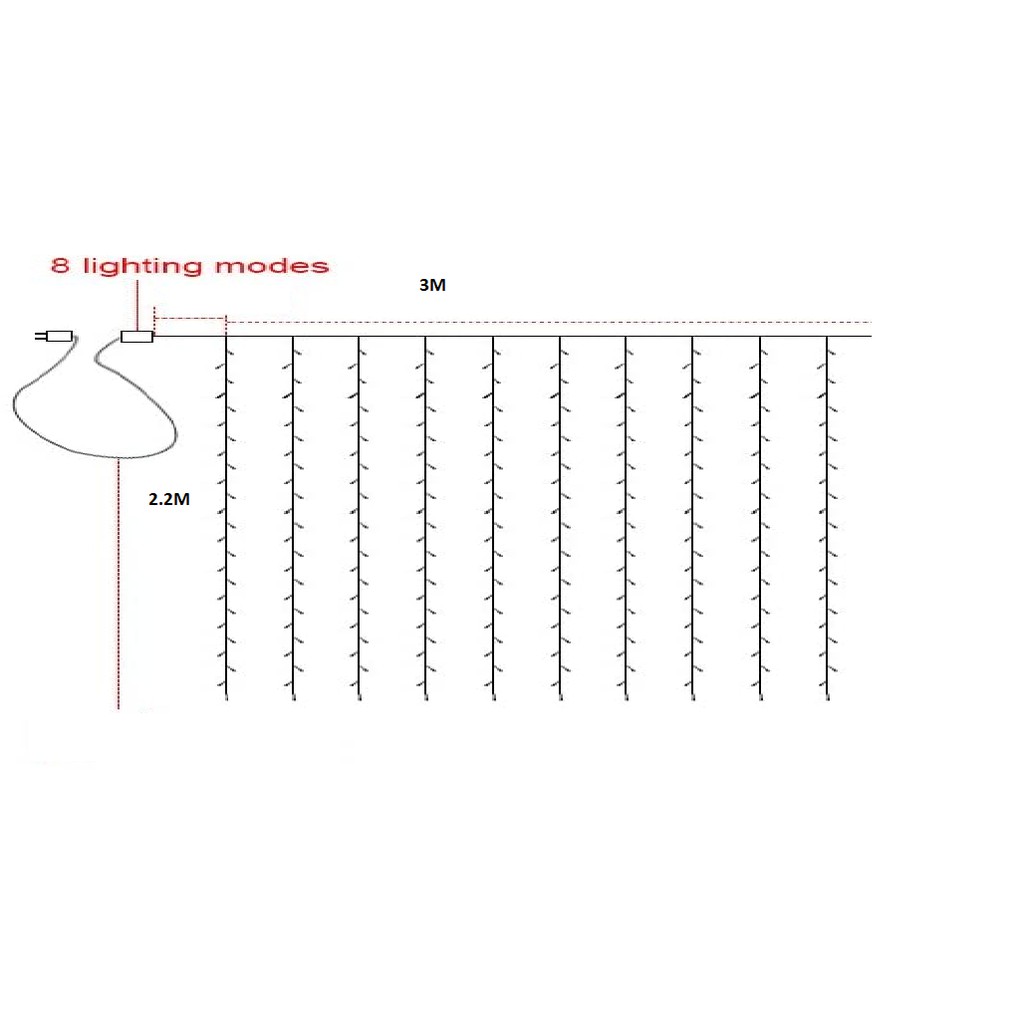 Dài 3M* 2.2M Rèm Đèn Led Hiệu Ứng Đèn Led Mưa Rơi Chống Nước Trang Trí Tiệc Sân Vườn Noel Lễ Tết