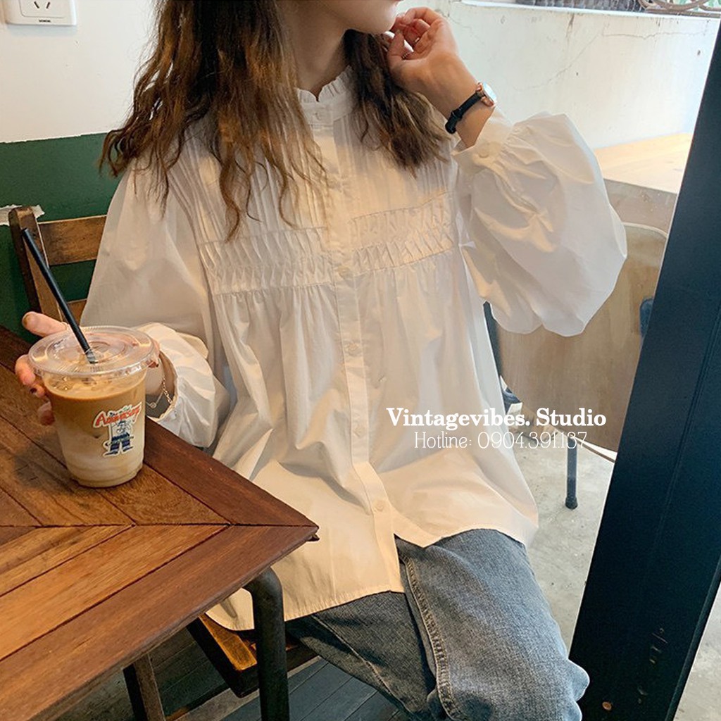Áo babydoll xếp ly cổ bèo Ulzzang - Có ảnh thật + vidoe thật sản phẩm