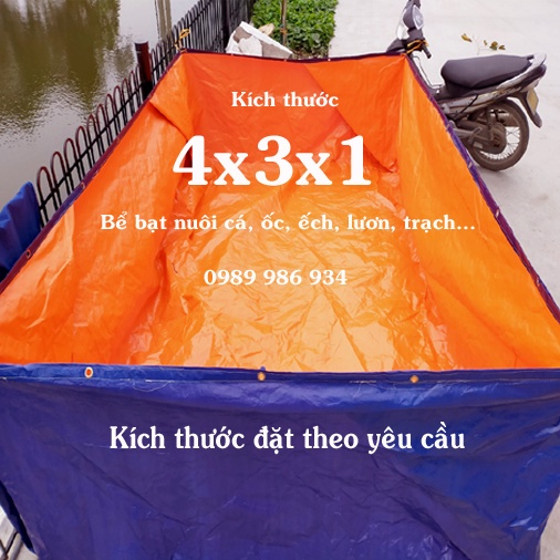 Mã giảm giá (DUNGSELA5)Bể bạt nuôi lươn ốc ếch kích thước 4m x 3m x 1m