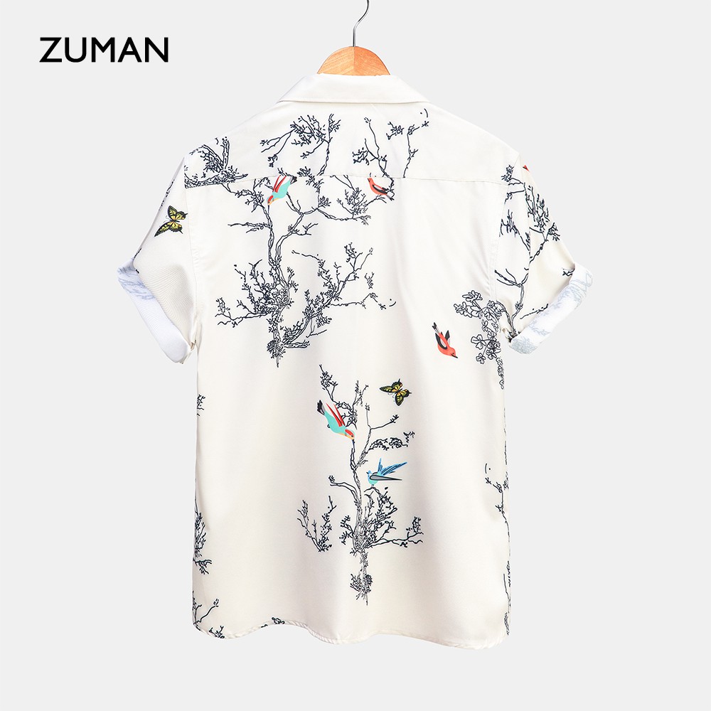 Áo sơ mi nam hoạ tiết tay ngắn Bird's-eye Pattern Shirt ASM106 ZUMAN form suông , chất lụa vân chéo, thoáng mát | BigBuy360 - bigbuy360.vn