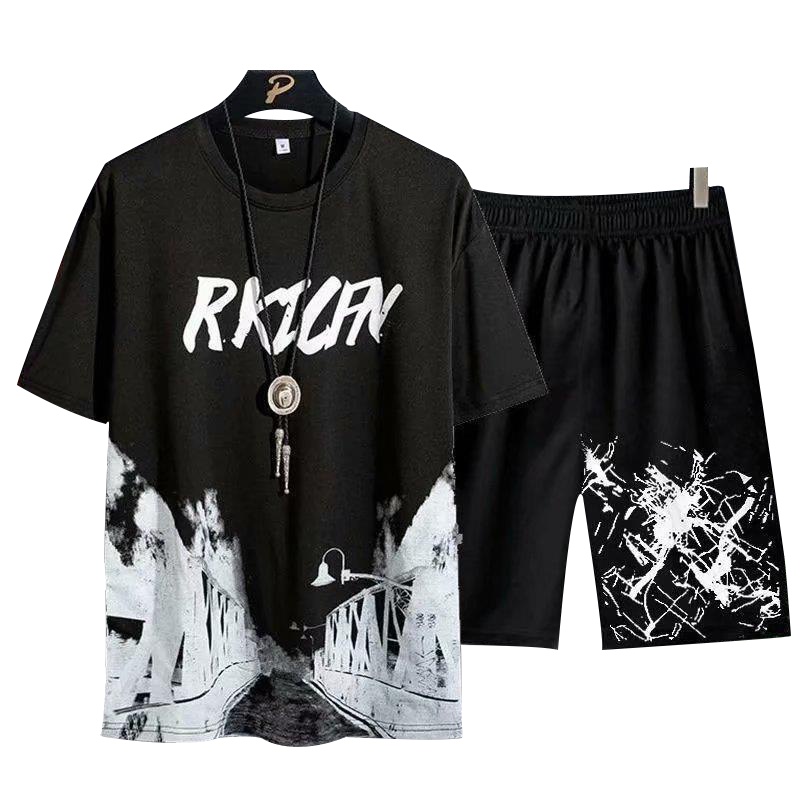 Đồ bộ thể thao nam mặc hè xuyên biên giới, Chất thun cotton thấm hút mồ hôi cực tốt Kiểu dáng Slim Fit siêu đẹp DB37